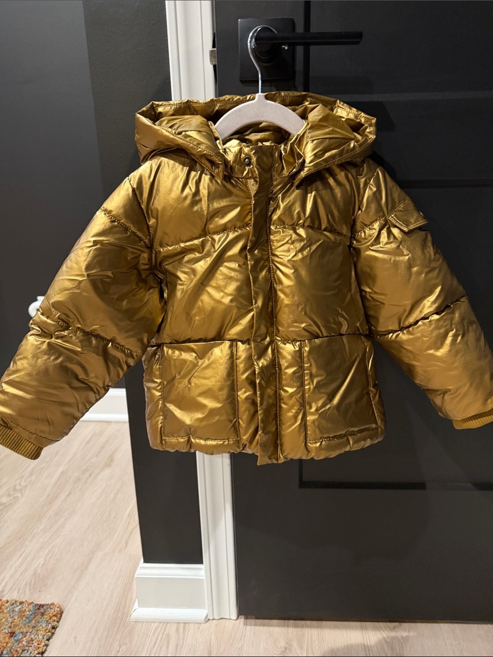 Banana Republic Kids Metallic Gold Puffer Jacket with Hood